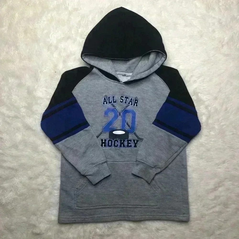 All-Star Hockey Hoodie Grey, Black, And Blue 4-5 Years